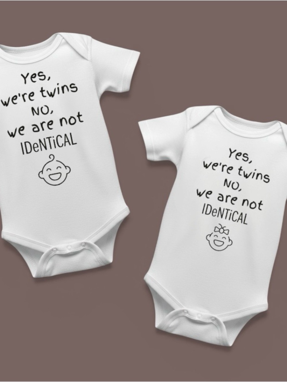 New Custom Fraternal Girl Boy Twins onesie Bodysuit set newborn